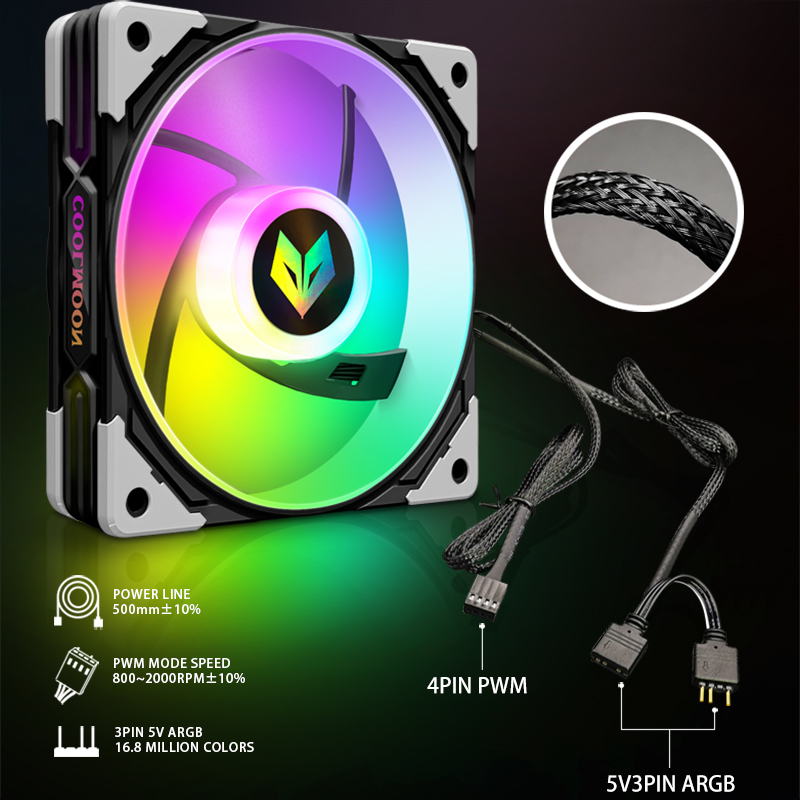 COOLMOON High Speed Computer 120mm Case Fan AS1 FDB Bearing Gaming PC Cooling Fan