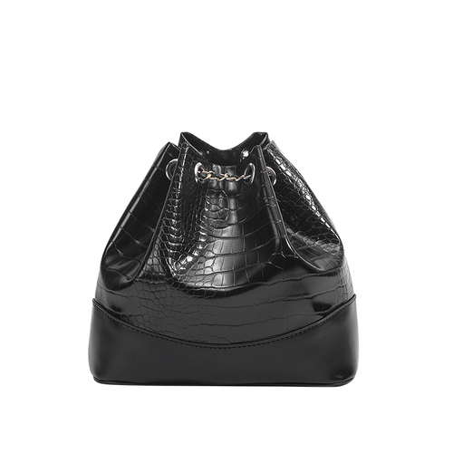 Fashion women Alligator leather adjustable backpack  design Bucket Bag girls drawstring leather backpack