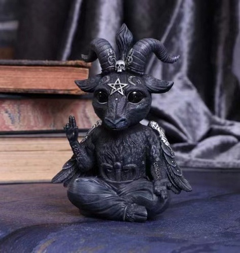 Large Seated Baphomet Lucifer Satanic Demon Goat of Mendes Pagan Statue 16 Inches Baphomet Statue Satan Devil Mendes Med