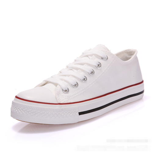   Canvas Trendy Shoes Women's Fashion Lace Up White Black Canvas Sneakers Shoes For Ladies