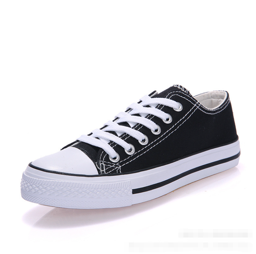   Canvas Trendy Shoes Women's Fashion Lace Up White Black Canvas Sneakers Shoes For Ladies