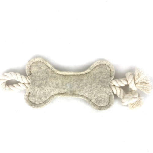 Interactive Felt Dog Bone Tug Toy Cute Rope Puppy Toy for Aggressive Chewers ( 4 Pieces )