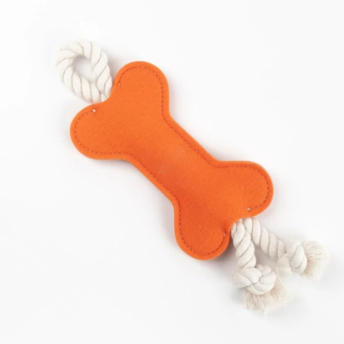 Interactive Felt Dog Bone Tug Toy Cute Rope Puppy Toy for Aggressive Chewers ( 4 Pieces )