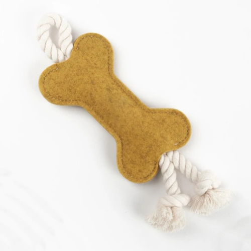 Interactive Felt Dog Bone Tug Toy Cute Rope Puppy Toy for Aggressive Chewers ( 4 Pieces )