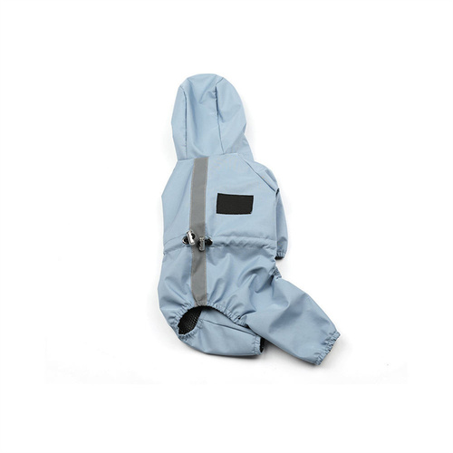Waterproof Reflective Dog Raincoat Jumpsuit Drawstring Design, Four Legged Pet Rain Jacket with Hood