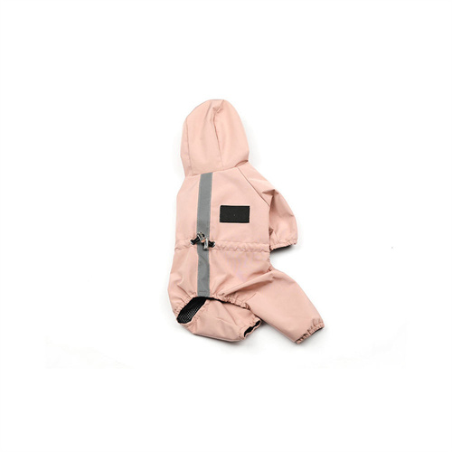 Waterproof Reflective Dog Raincoat Jumpsuit Drawstring Design, Four Legged Pet Rain Jacket with Hood