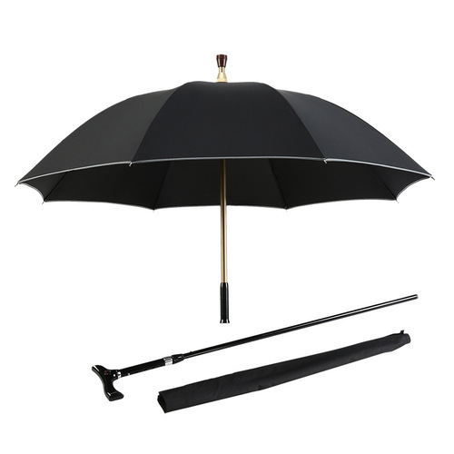 Non-slip Walking Stick Male Windproof Long Handle Rain Gear Men Creative Cane Climbing Umbrella