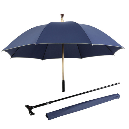 Non-slip Walking Stick Male Windproof Long Handle Rain Gear Men Creative Cane Climbing Umbrella