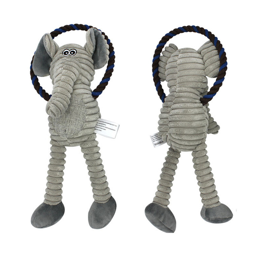 Plush Corduroy Dog Toy Set Animal Shaped Pet Chew Toys with Sound & Rope Squeakers for Cleaning & Training ﻿