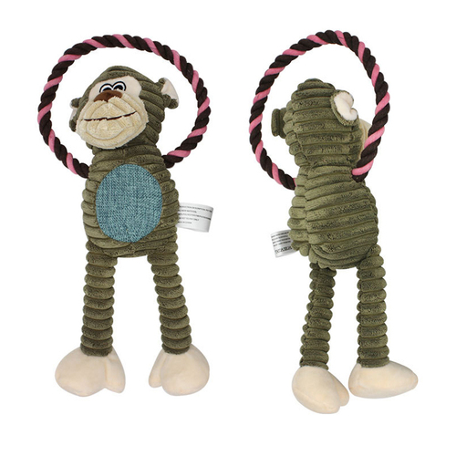 Plush Corduroy Dog Toy Set Animal Shaped Pet Chew Toys with Sound & Rope Squeakers for Cleaning & Training ﻿