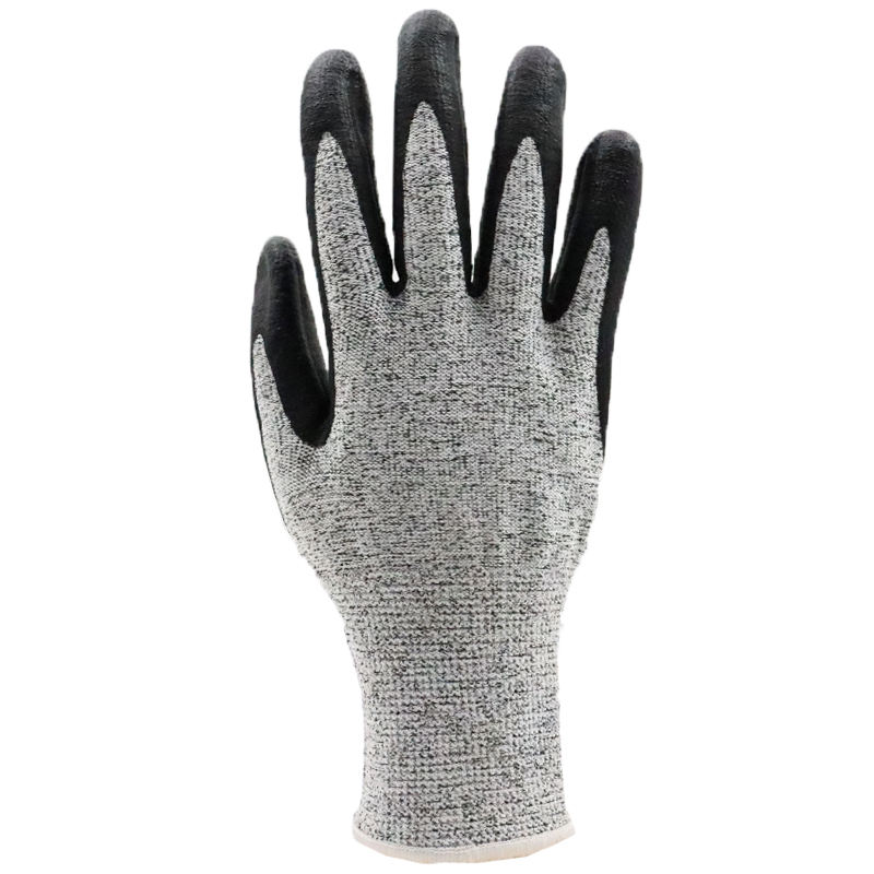 Anti-cut Safety Men Working Garden Protection Hand Glove HPPE Level 5 PU Coated Cut Resistant Gloves