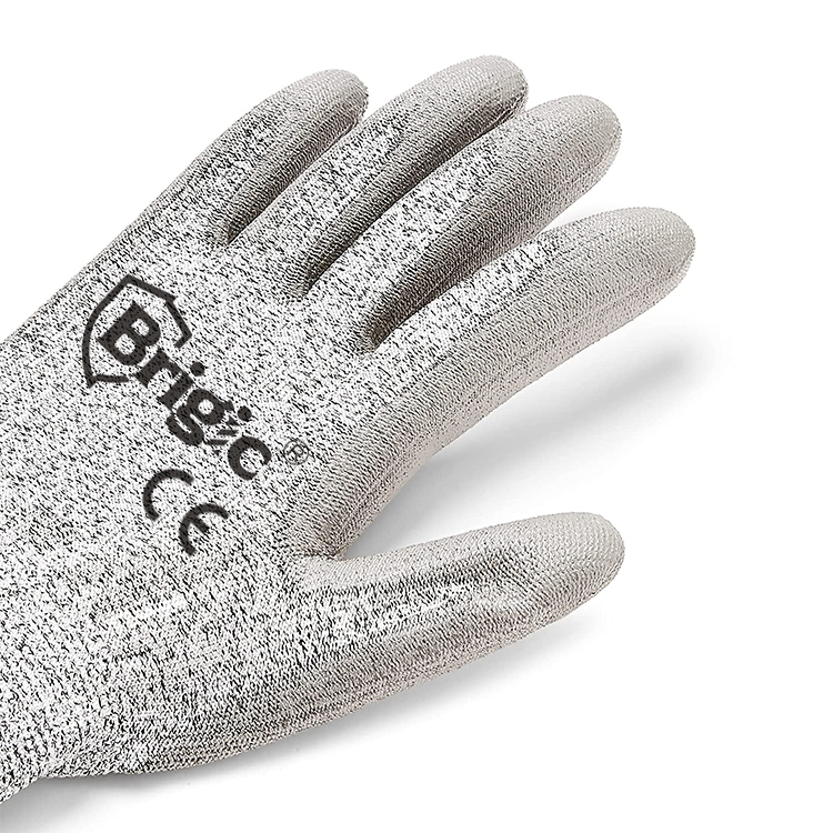 HPPE En388 Glass Garden Protective Anti Cut Level 5 PU Coated Construction Cut Resistant Work Safety Gloves