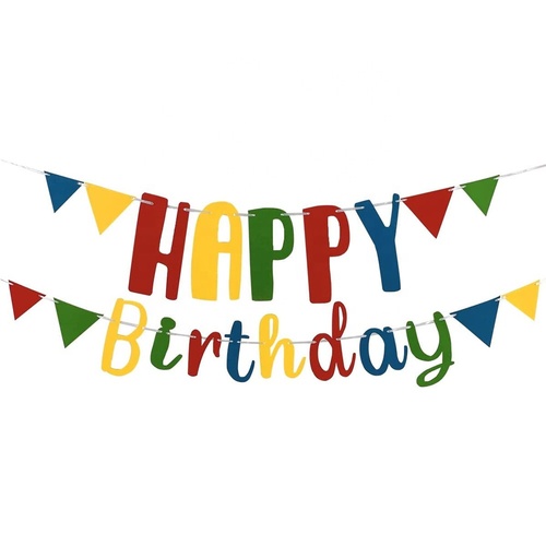  Supply  Design Eco-friendly Reusable Felt Fabric Pennant Happy Birthday Sign Birthday Banner for Party Dec