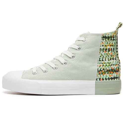 Fashionable 2022 Summer Color Splicing  Women Canvas Sneaker High Top Contrast Color Rubber Strip Canvas Shoes
