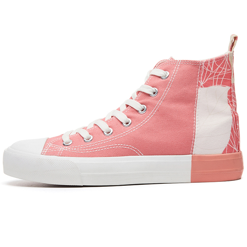 Fashionable 2022 Summer Color Splicing  Women Canvas Sneaker High Top Contrast Color Rubber Strip Canvas Shoes