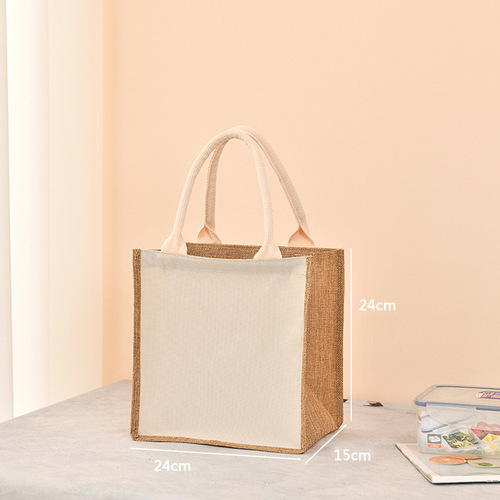  printing  burlap Linen handbag jute portable shopping gift bag women waterproof retro linen tote bag