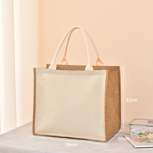  printing  burlap Linen handbag jute portable shopping gift bag women waterproof retro linen tote bag