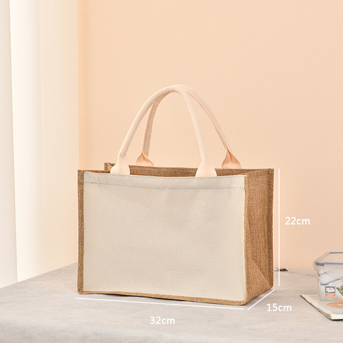  printing  burlap Linen handbag jute portable shopping gift bag women waterproof retro linen tote bag