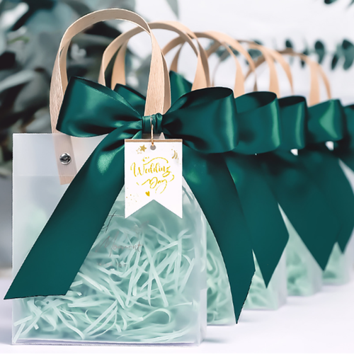 Wedding Clear Gift Tote Bag with Ribbon Transparent Birthday Thank You Christmas Gift Bags Gift HandBags for Bridal Part