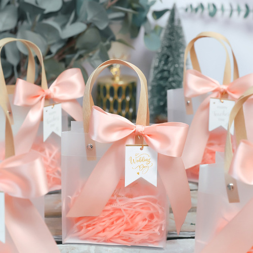 Wedding Clear Gift Tote Bag with Ribbon Transparent Birthday Thank You Christmas Gift Bags Gift HandBags for Bridal Part