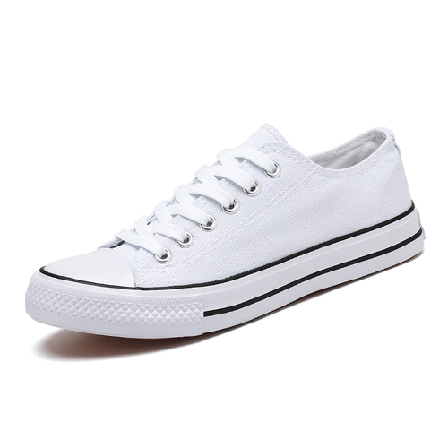  Direct  Classic Low Cut Vulcanized Flat Plain Blank White Black Casual Canvas Shoes Sneakers for women 