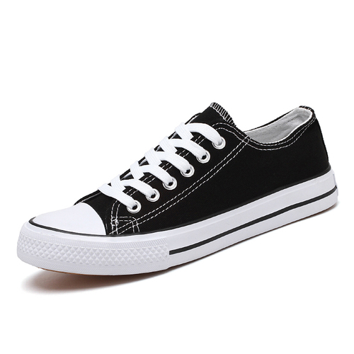  Direct  Classic Low Cut Vulcanized Flat Plain Blank White Black Casual Canvas Shoes Sneakers for women 
