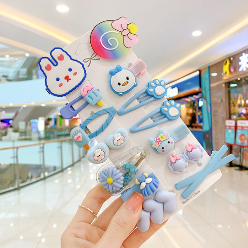 Children's hair clips 14-piece set of new cute color girls do not hurt hair baby hairpin princess side clip hair accesso