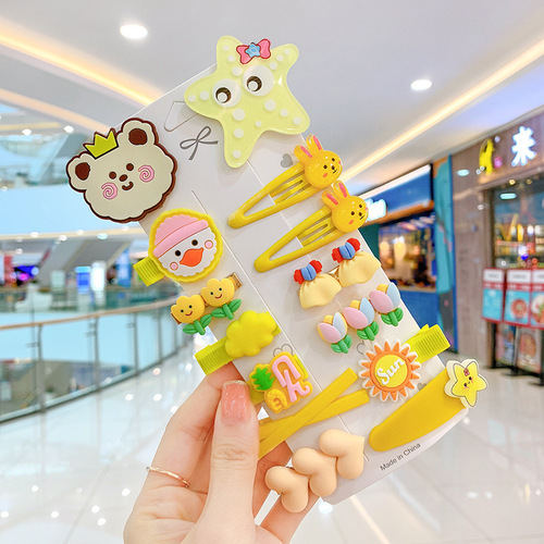 Children's hair clips 14-piece set of new cute color girls do not hurt hair baby hairpin princess side clip hair accesso