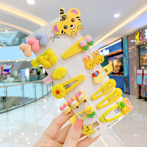 Children's hair clips 14-piece set of new cute color girls do not hurt hair baby hairpin princess side clip hair accesso