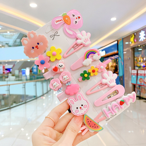 Children's hair clips 14-piece set of new cute color girls do not hurt hair baby hairpin princess side clip hair accesso