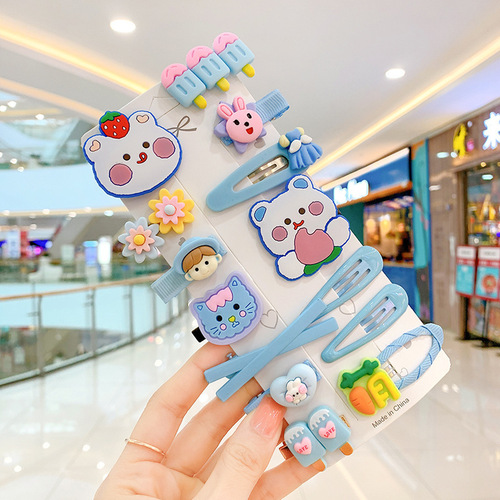Children's hair clips 14-piece set of new cute color girls do not hurt hair baby hairpin princess side clip hair accesso