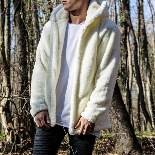 2023 Fashion New Arrival Men Lamb Wool Jacket Fleece Coat Hooded Cardigan Thick Hoodies For Man
