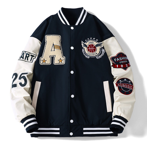   baseball loose casual varsity sport jersey jacket green blue baseball jacket for men