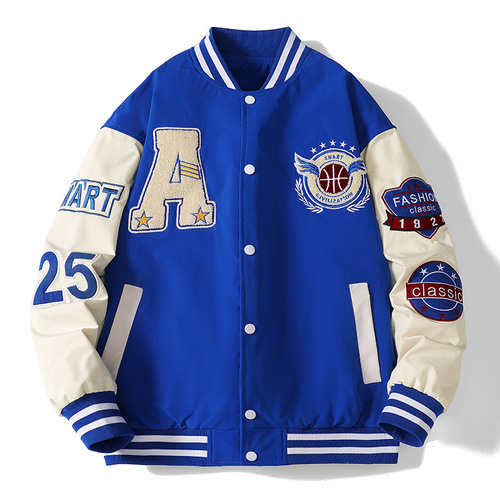   baseball loose casual varsity sport jersey jacket green blue baseball jacket for men