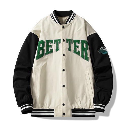   baseball loose casual varsity sport jersey jacket green blue baseball jacket for men