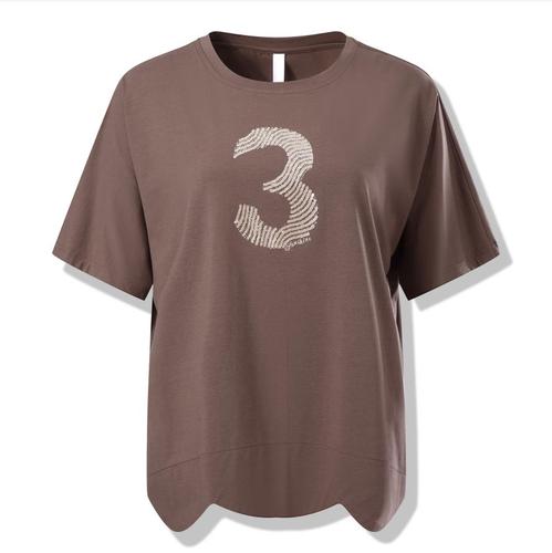 Women tops round neck digital pattern embroidery oversize version off shoulder sleeves t shirts for women