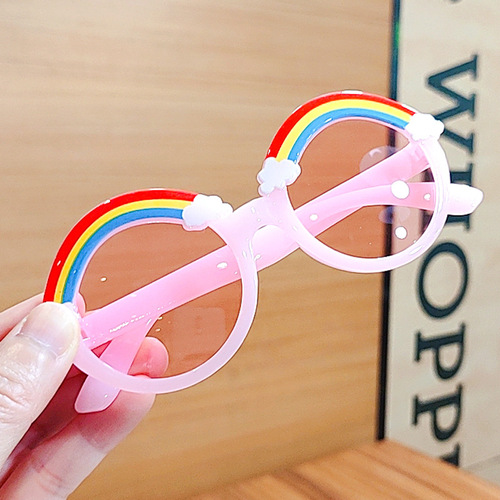 BELLEWORLD summer fashion flower strawberry colorful round sun glasses plastic shades 17colors kids sunglasses for boys 