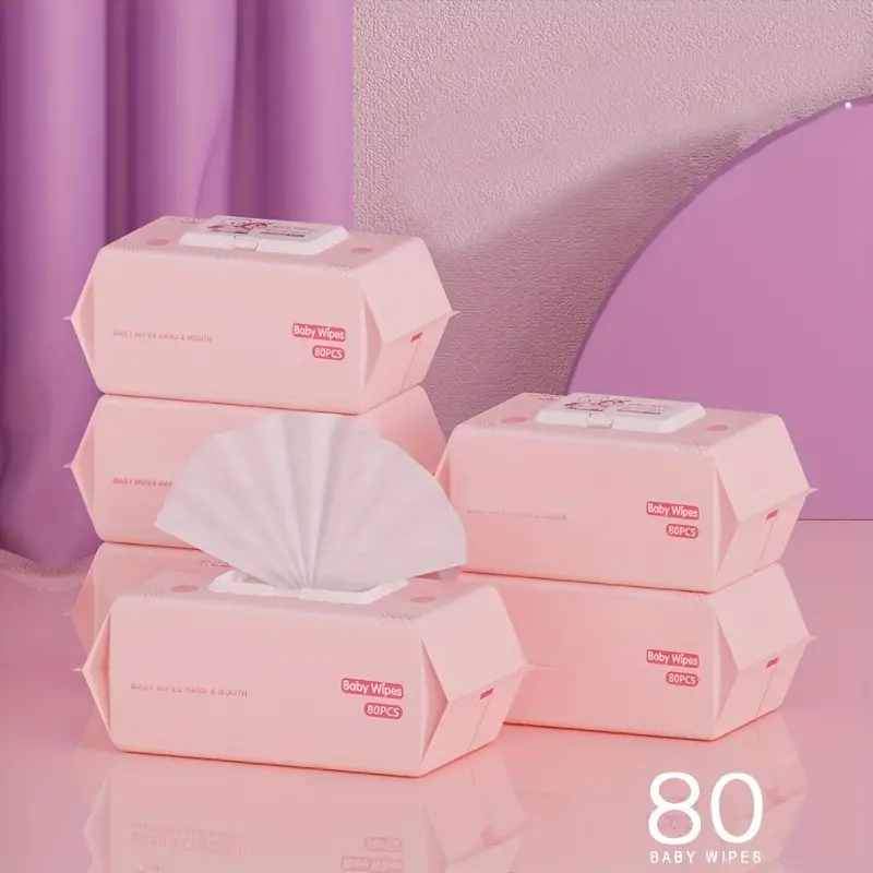 Baby Wipes With Covers, Hand Opening Cleaning Wipes, Large Bag For Wiping Buttocks，80 pieces/pack