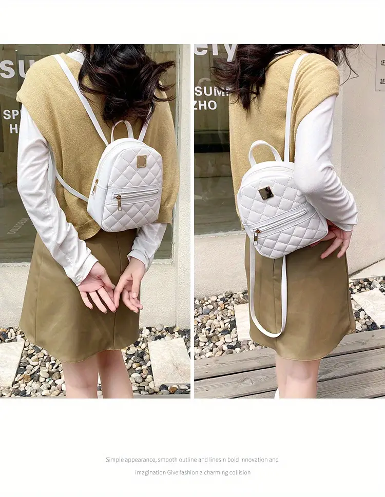 Rhombic Pattern Backpack With Adjustable Strap ,Card Wallet,Mobile Casual Phone Bag,Casual Camera Bag,Square Bag