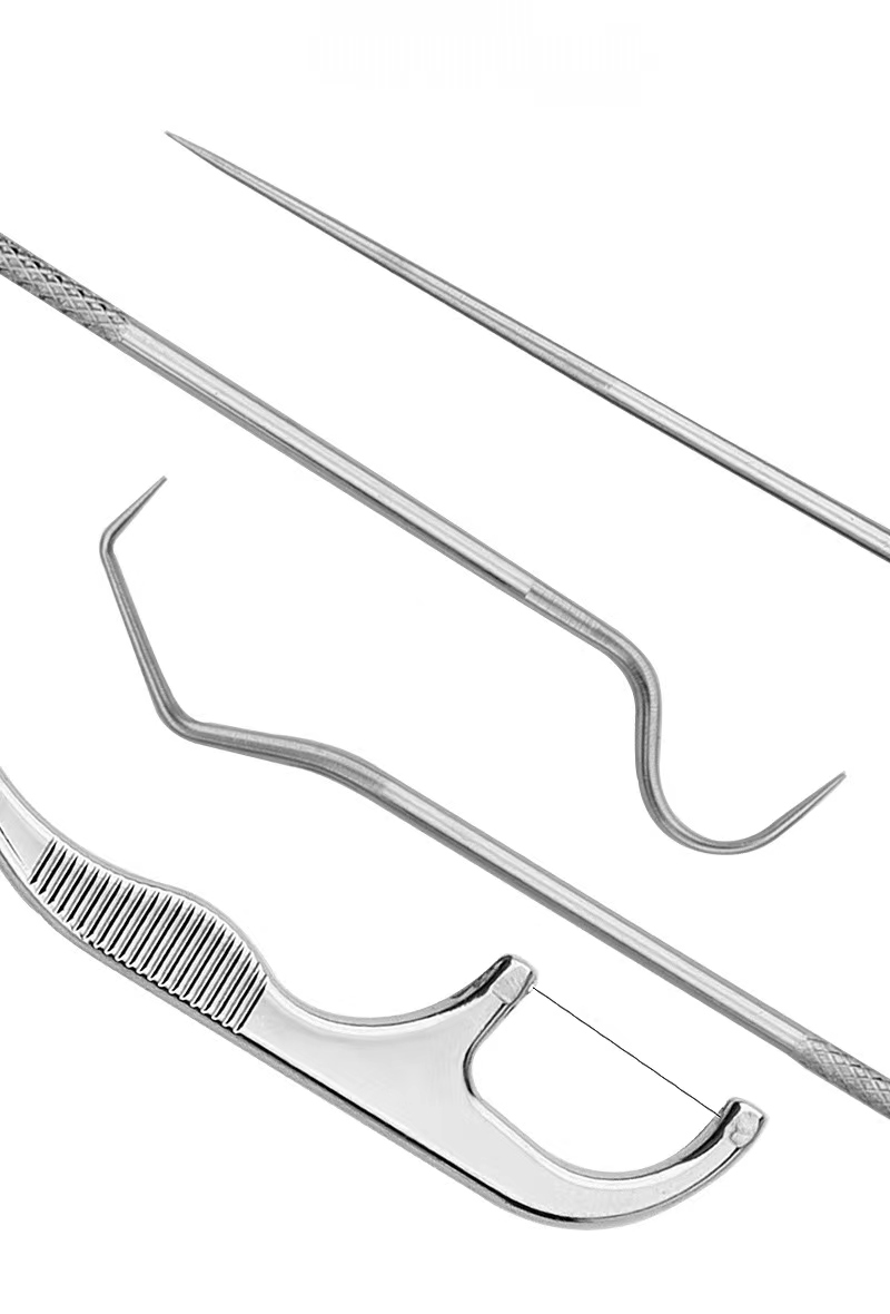 Reusable Metal Toothpicks Tooth Cleaning Kit With Keychain Holder For Outdoor Picnic Camping Traveling