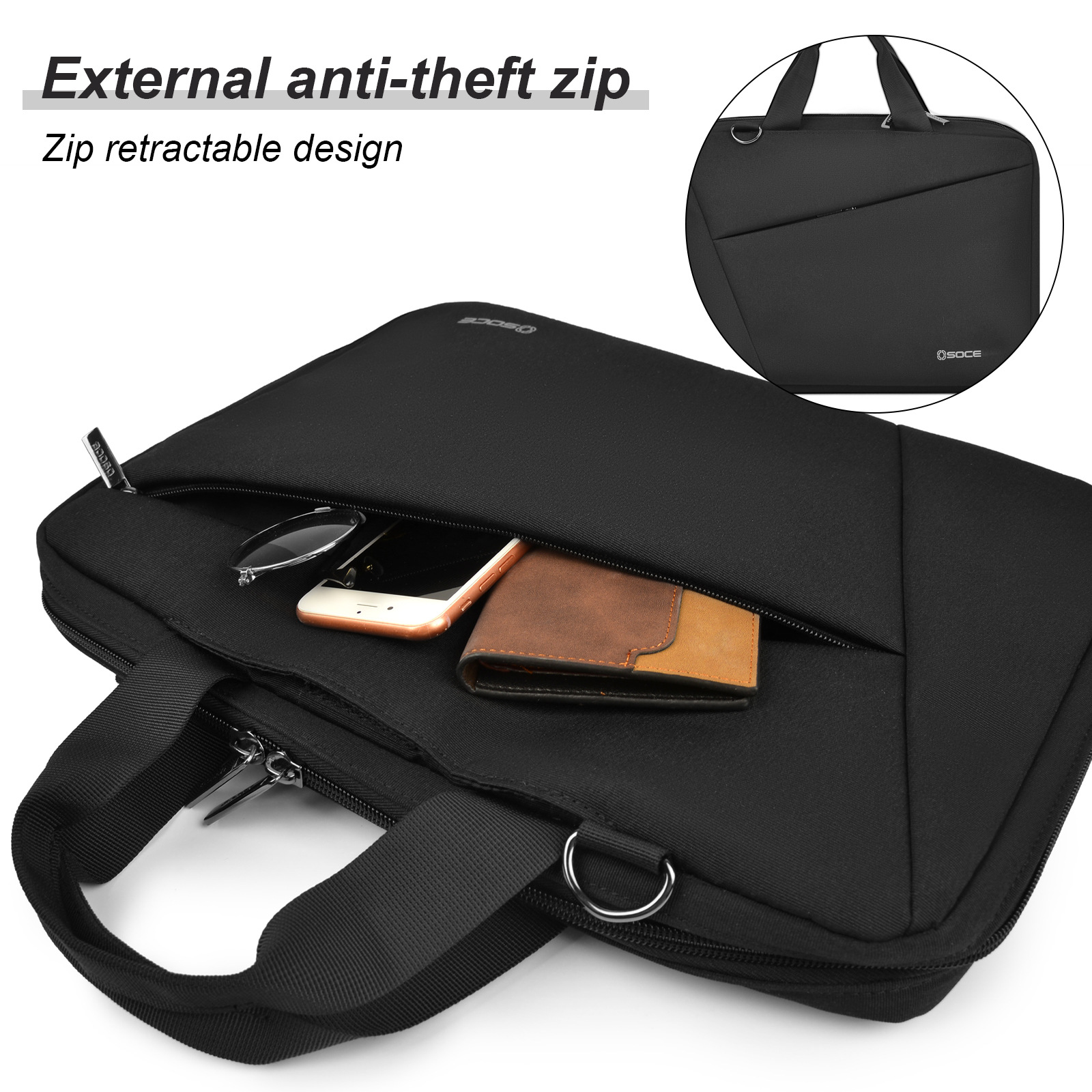 Waterproof and shock-proof multifunctional handbag Commuter business laptop bag Men's and women's briefcases