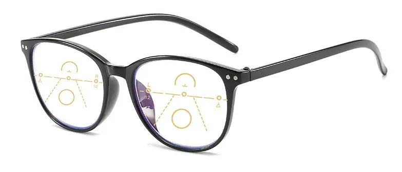 New retro anti-blue progressive multi-focus elderly reading glasses ladies large frame rice nail zoom glasses