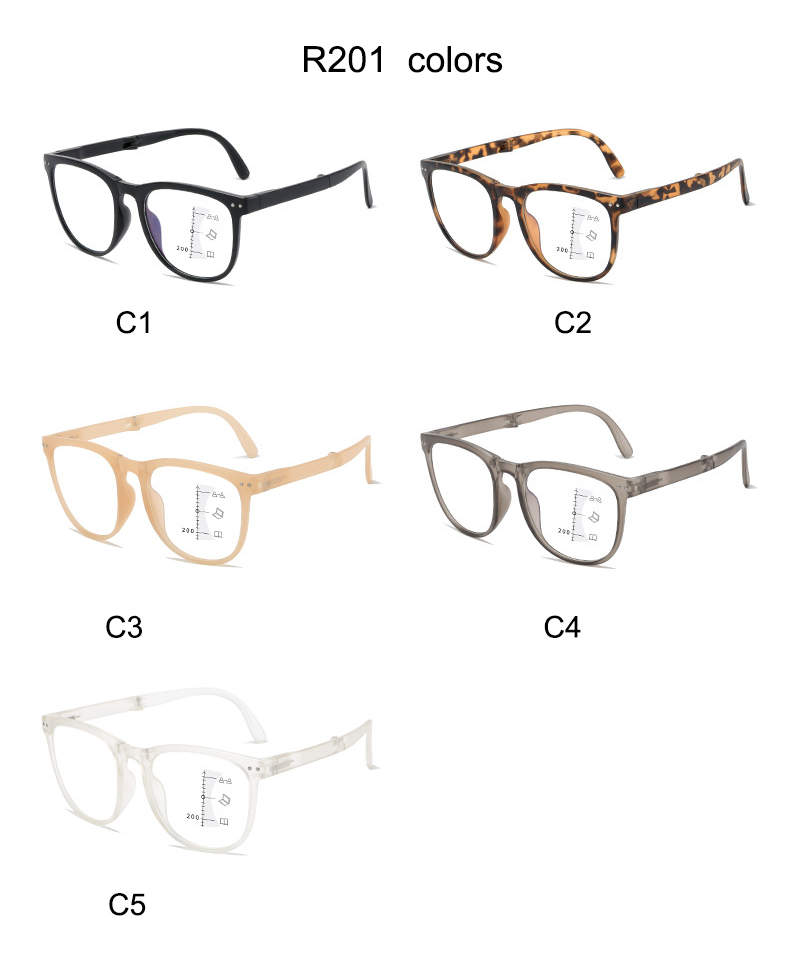 Foldable portable multi-focus anti-blue reading glasses for men and women full frame look far look near reading glasses