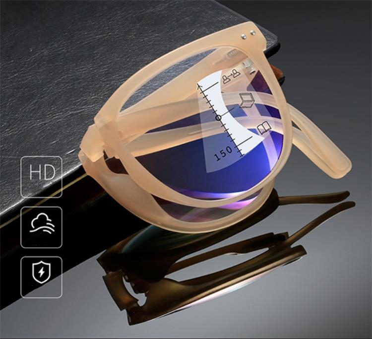 Foldable portable multi-focus anti-blue reading glasses for men and women full frame look far look near reading glasses