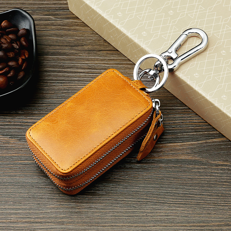 Double layer multi-functional car key case Leather double layer family car key case