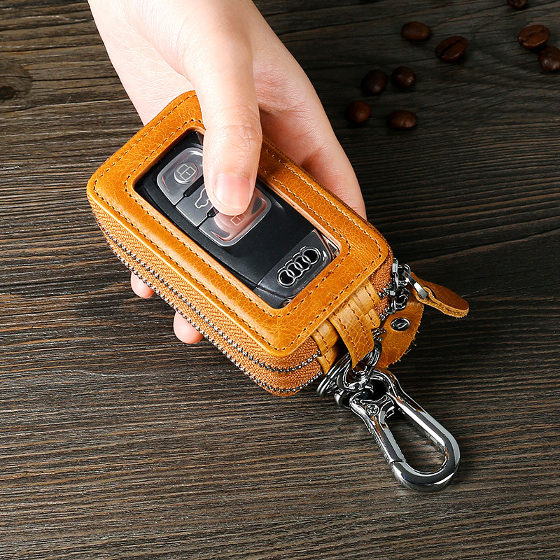 Double layer multi-functional car key case Leather double layer family car key case