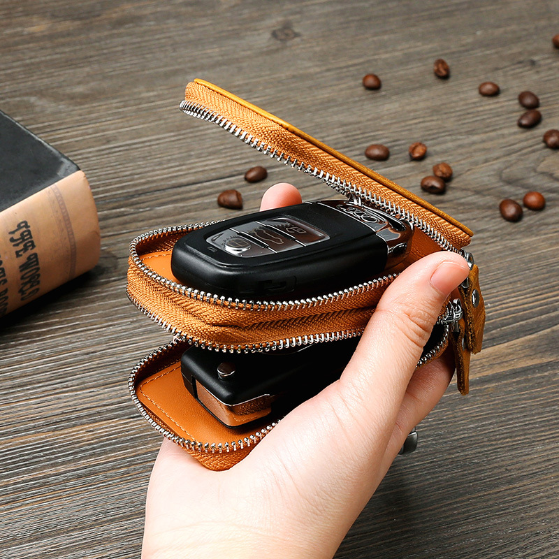Double layer multi-functional car key case Leather double layer family car key case