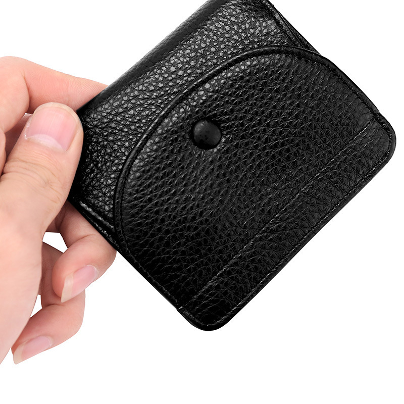 Hot coin change Baotou layer natural drop pattern leather solid color buckle small wallet leather wallet