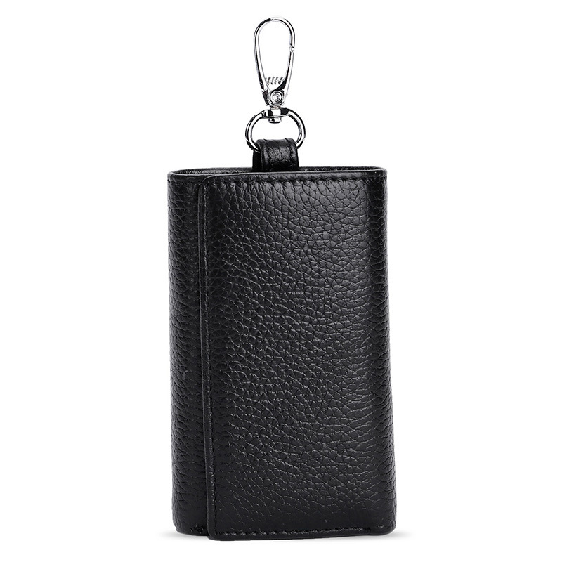 Leather key bag Men's and women's multi-functional three-fold wallet Leather key chain bag card position coin wallet