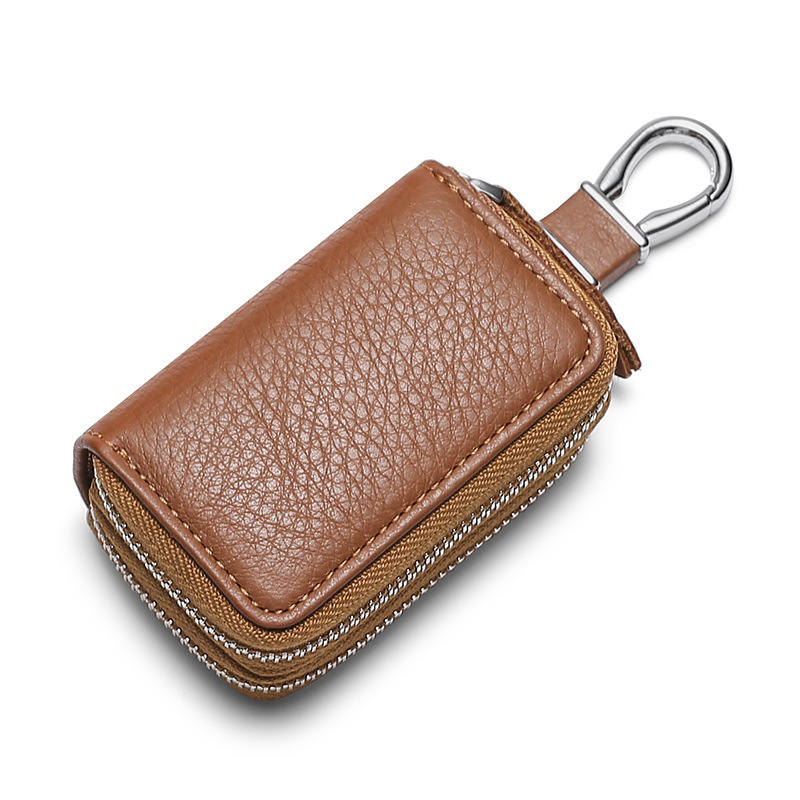 Multi-function double zip car key case Men's leather cowhide key case General Motor key case